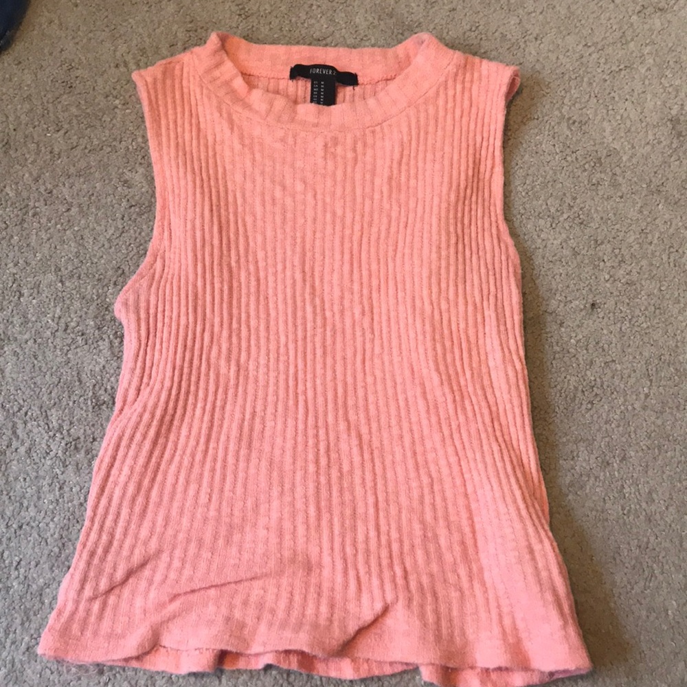 coral color high neck tank top